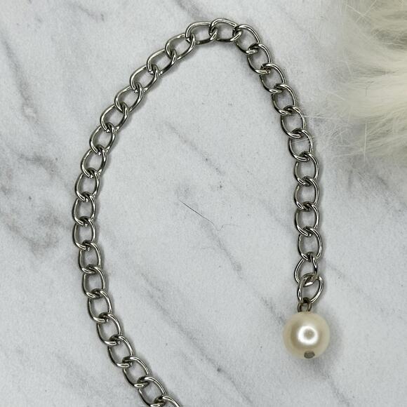 Beaded Faux Fur Woven Silver Tone Chain Link Belt One Size OS Boho ✨ - Picture 14 of 14